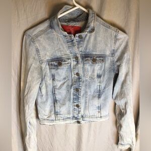 Rustic Denim faded Blue Whitewashed Denim Jacket Girls M, 100% Cotton, EUC